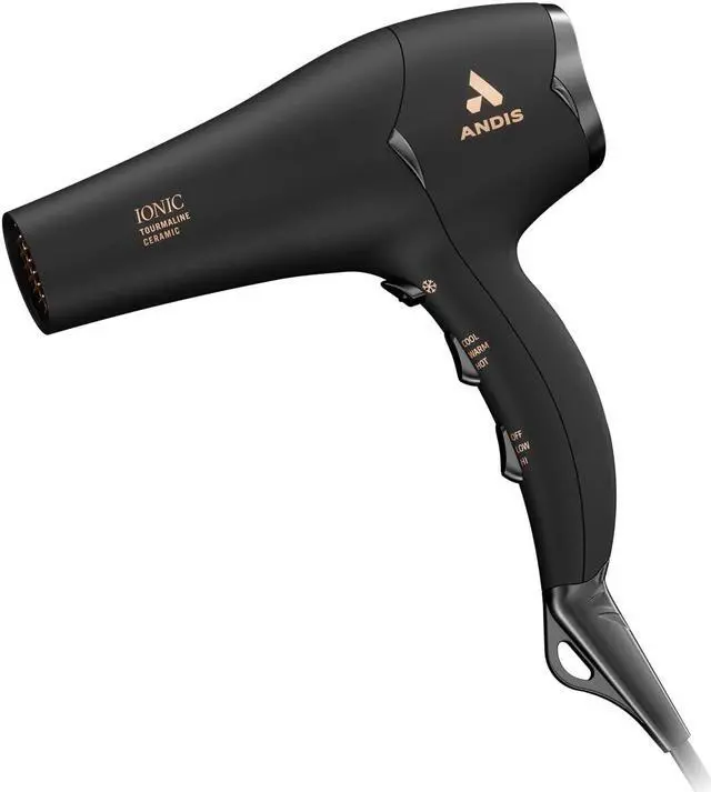 Alt view image 2 of 7 - Andis 80750 1875-Watt Tourmaline Ceramic Ionic Salon Hair Dryer with Diffuser, Fast Dry Low Noise Blow Dryer, Travel Hairdryer for Normal & Curly Hair, Soft Grip, Black
