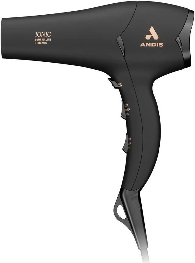 Alt view image 3 of 7 - Andis 80750 1875-Watt Tourmaline Ceramic Ionic Salon Hair Dryer with Diffuser, Fast Dry Low Noise Blow Dryer, Travel Hairdryer for Normal & Curly Hair, Soft Grip, Black