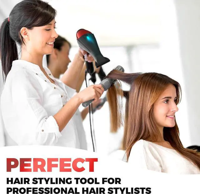 Alt view image 3 of 7 - Professional Ionic Salon Hair Dryer, 2200 Watt Powerful AC Motor Ceramic Tourmaline Ion Blow Dryer, Quiet Hair Dryers with Diffuser & 2 Concentrator Nozzle Attachments Black/Red