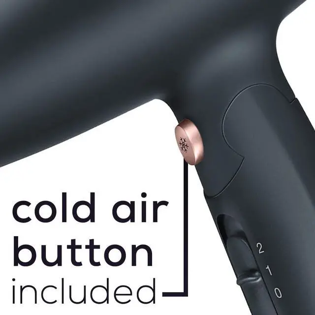 Alt view image 5 of 7 - Beurer HC25 Ionic Hair Dryer for Travel with Voltage Switch 1600W Anti Frizz Blow Dryer, Foldable Handle, Lightweight Styler, Nozzle Attachment, Black and Rose Gold