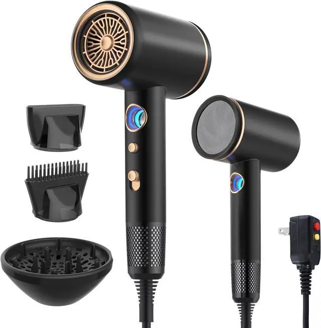 Main image of Professional Hair Dryer,1875 Watt High-Speed Ionic Blow Dryer with Diffuser/Concentrator/Comb Nozzle,LED Temp Display,Intelligent Temp Control,Low Noise for Home Salon Travel (Black)