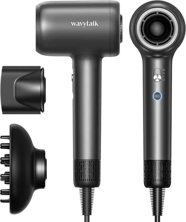 Main image of Hair Dryer, Wavytalk Hair Dryer with Diffuser Pro Fast Drying Hair Dryer 110,000 RPM with Magnetic Attachments, Professional Ionic Lightweight Hair Dryer Blow Dryer with 3 Speeds & 3 Temps, Black
