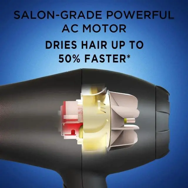 Alt view image 3 of 7 - Wazor Professional Ionic Hair Dryer with Diffuser, Infrared Salon Grade Blow Dryer with Comb Attachment, 1875W Powerful Quiet Hair Blow Dryer, Tourmaline Ceramic Hairdryer with Nozzle, Black