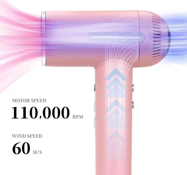 Alt view image 2 of 7 - Hair Dryer,7 Temps&31 Modes.Intelligent Temperature Control,LCD Display,Self-Cleaning Mode,Facial Care Mode.1600W RPM Ionic Blow Dryer.Low Noise Thermo-Control Hair Dryer with Diffuser and Nozzle