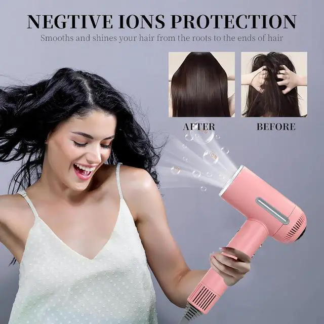 Alt view image 3 of 7 - Hair Dryer,7 Temps&31 Modes.Intelligent Temperature Control,LCD Display,Self-Cleaning Mode,Facial Care Mode.1600W RPM Ionic Blow Dryer.Low Noise Thermo-Control Hair Dryer with Diffuser and Nozzle