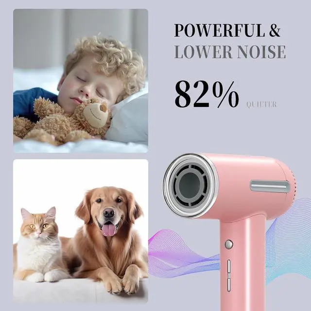 Alt view image 4 of 7 - Hair Dryer,7 Temps&31 Modes.Intelligent Temperature Control,LCD Display,Self-Cleaning Mode,Facial Care Mode.1600W RPM Ionic Blow Dryer.Low Noise Thermo-Control Hair Dryer with Diffuser and Nozzle