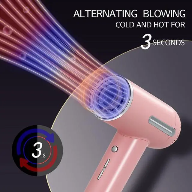 Alt view image 5 of 7 - Hair Dryer,7 Temps&31 Modes.Intelligent Temperature Control,LCD Display,Self-Cleaning Mode,Facial Care Mode.1600W RPM Ionic Blow Dryer.Low Noise Thermo-Control Hair Dryer with Diffuser and Nozzle