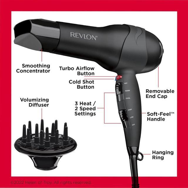 Alt view image 4 of 6 - Revlon Turbo Hair Dryer | 1875 Watts of Maximum Shine, Fast Dry (Black)