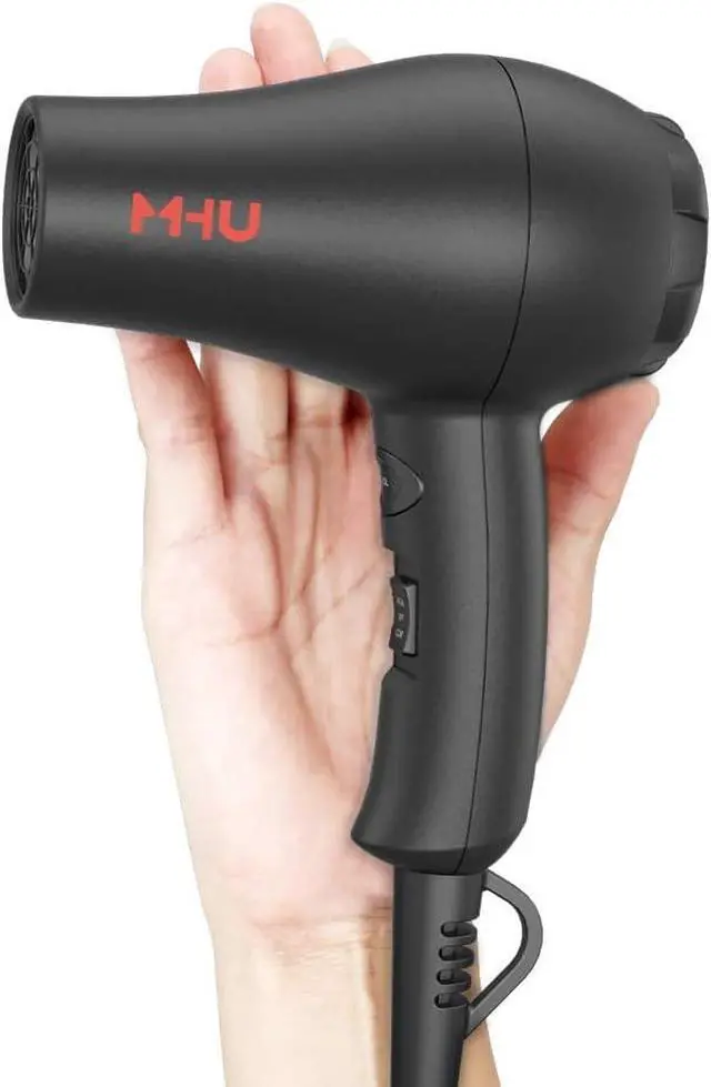 Alt view image 2 of 7 - Travel Mini Hair Dryer Ceramic Ionic 1000 Watts Blow Dryer for RV Lightweight 2 Speed Settings with a Concentrator, Black