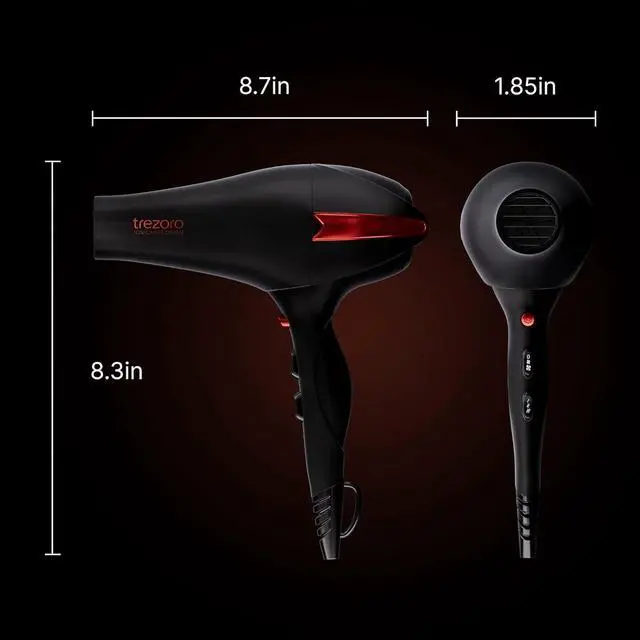 Alt view image 4 of 7 - Professional Ionic Hair Dryer for Salon - 2200W Powerful Blow Dryer - Lightweight Travel for Normal & Curly Hair Includes Volume Styling Nozzle