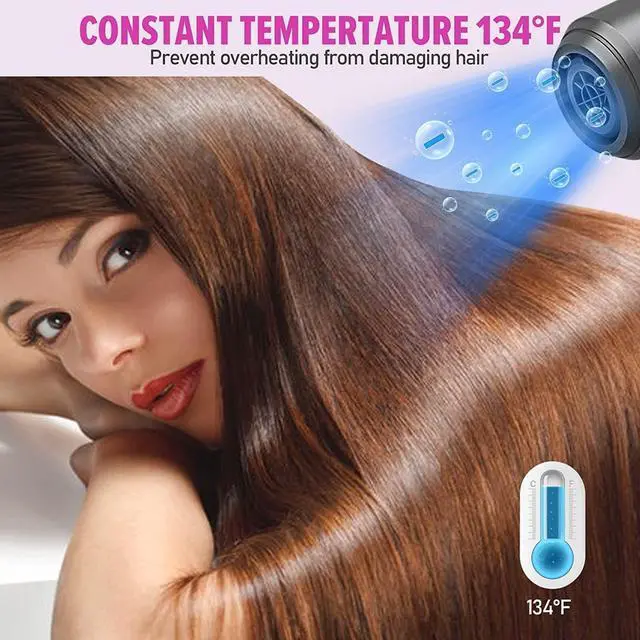 Alt view image 4 of 6 - Ionic Hair Dryer, 1800W Professional Blow Dryer (with Powerful AC Motor), Negative Ion Technolog, 3 Heating/2 Speed/Cold Settings, Contain 2 Nozzles and 1 Diffuser, for Home Salon Travel Woman Kids