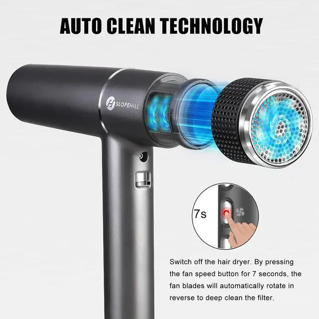 Alt view image 5 of 7 - Slopehill Hair Dryer with Unique Brushless Motor | Intelligent Fault Diagnosis | Innovative Microfilter | Oxy Active Technology | Led Display (Gray)