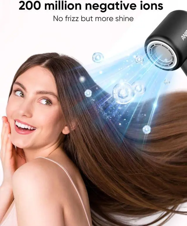 Alt view image 4 of 7 - ANIEKIN Hair Dryer with Diffuser, 110, 000 RPM Fast Drying Ionic Hair Dryer for All Hair Type, Thermo Control and Quiet Blow Dryer with Magnetic Attachments for Home and Travel Use