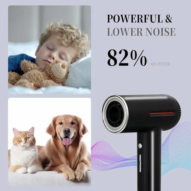 Alt view image 3 of 7 - Hair Dryer,7 Temps&31 Modes.Intelligent Temperature Control,LCD Display,Self-Cleaning Mode,Facial Care Mode.1600W RPM Ionic Blow Dryer.Low Noise Thermo-Control Hair Dryer with Diffuser and Nozzle