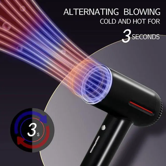 Alt view image 6 of 7 - Hair Dryer,7 Temps&31 Modes.Intelligent Temperature Control,LCD Display,Self-Cleaning Mode,Facial Care Mode.1600W RPM Ionic Blow Dryer.Low Noise Thermo-Control Hair Dryer with Diffuser and Nozzle