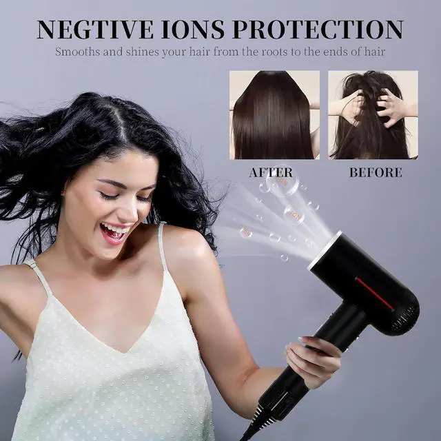 Alt view image 7 of 7 - Hair Dryer,7 Temps&31 Modes.Intelligent Temperature Control,LCD Display,Self-Cleaning Mode,Facial Care Mode.1600W RPM Ionic Blow Dryer.Low Noise Thermo-Control Hair Dryer with Diffuser and Nozzle