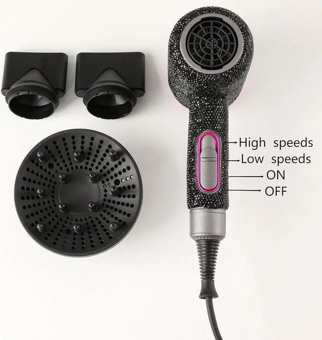 Alt view image 2 of 7 - Ionic Hair Dryer, Frizz Free Fast Dryer with Diffuser, 1800W Professional Ionic Hair Blow Dryer with 3 Heat/2 Speed, 3 Temperature & 2 Wind Speed for Women and Men (Black)