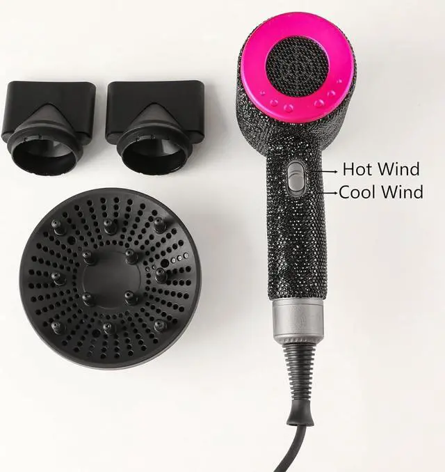 Alt view image 3 of 7 - Ionic Hair Dryer, Frizz Free Fast Dryer with Diffuser, 1800W Professional Ionic Hair Blow Dryer with 3 Heat/2 Speed, 3 Temperature & 2 Wind Speed for Women and Men (Black)