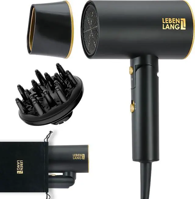 Main image of Ionic Hair Dryer 1875W - Compact, Portable, Lightweight, with Diffuser and Bag for Travel