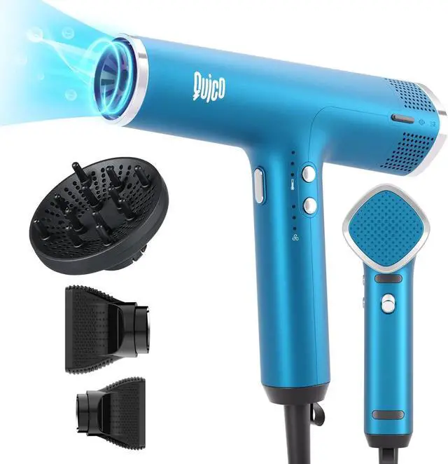 Main image of Quico Hair Blow Dryer, 1875W High-Speed BLDC 7X Faster 110000 RPM Quiet Hair Dryer with Diffuser, 2 Billion Negative Ionic Salon Dryer, Adjustable Temp & Speed, Hair Dryer for Women Home Travel Gift