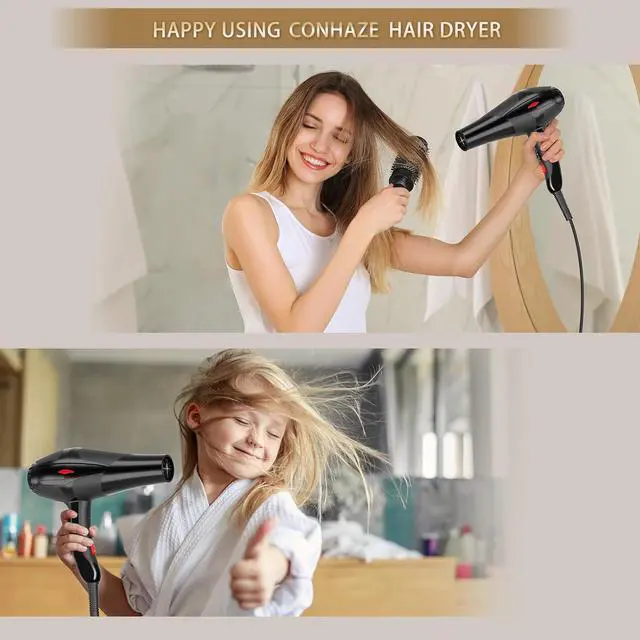 Alt view image 7 of 7 - Hair Dryer Professional Ionic Salon Hair Dryer 2400W Powerful Fast-Drying Blue Light Ionic Hair Dryers with Diffuser, AC Motor Constant Temperature Quiet Ion Dryers for Women Men