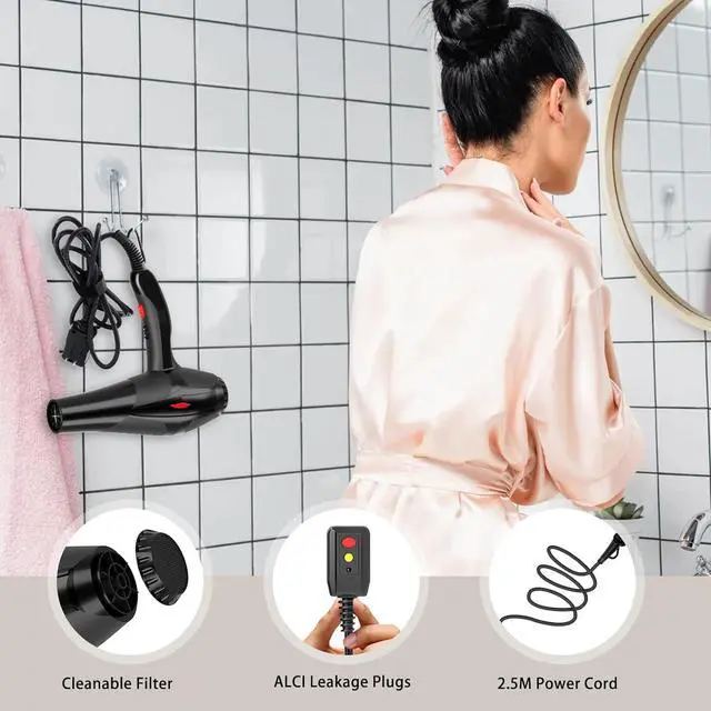 Alt view image 6 of 7 - Hair Dryer Professional Ionic Salon Hair Dryer 2400W Powerful Fast-Drying Blue Light Ionic Hair Dryers with Diffuser, AC Motor Constant Temperature Quiet Ion Dryers for Women Men