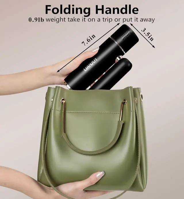 Alt view image 3 of 6 - Foldable Fast Drying Hair Dryer with Diffuser, 1600W Professional Ionic Blow Dryer with Storage Bag, Diffuser and Nozzle, Lightweight and Mini Portable Hairdryer for Women and Men, Black