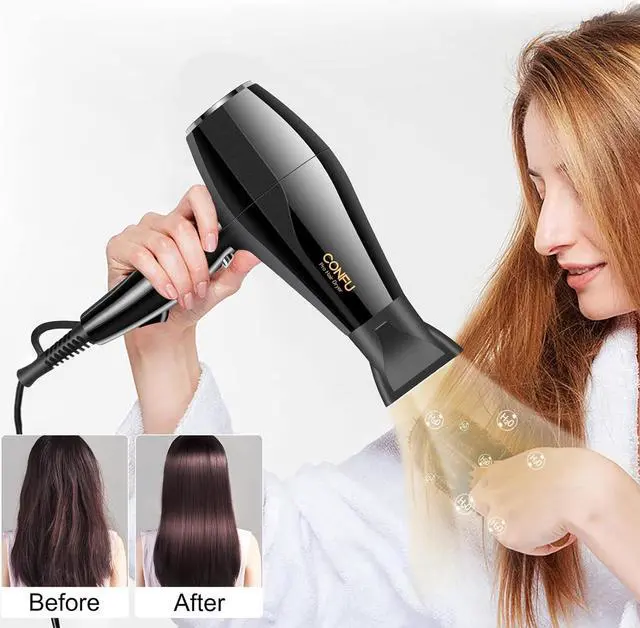 Alt view image 4 of 7 - Professional 1875W Ionic Salon Hair Dryer, Ionic Blow Dryer with Diffuser and 2 Concentrators, 2 Speed, 3 Heat Setting, Cool Button, AC Motor Pro Ceramic Quick Drying Hairdryer for Curly Straight Hair