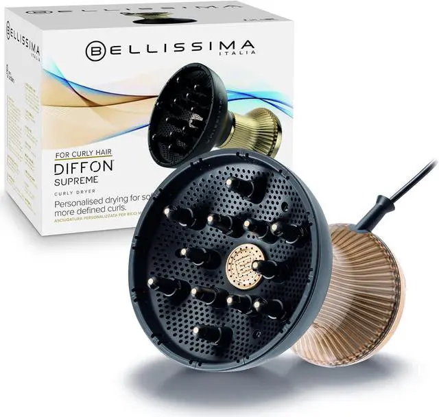 Main image of Bellissima Italia Diffon Supreme Diffuser & Curly Hair Dryer - XL Diffuser for Quick Drying - Cool Button - Anti-Frizz Technology