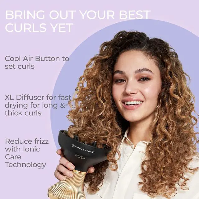 Alt view image 2 of 7 - Bellissima Italia Diffon Supreme Diffuser & Curly Hair Dryer - XL Diffuser for Quick Drying - Cool Button - Anti-Frizz Technology
