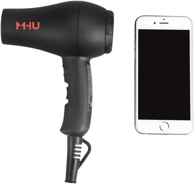 Alt view image 2 of 7 - Mini Travel Hair Dryer 1000 Watts for RV & Pouring Art Lightweight Ceramic Ionic Blow Dryer Compact Size Plus Concentrator Black