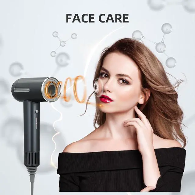 Alt view image 5 of 7 - Hair Dryer,7 Temps&31 Modes.Intelligent Temperature Control,LCD Display,Self-Cleaning Mode,Facial Care Mode.1600W Ionic Blow Dryer.Low Noise Thermo-Control Hair Dryer with Diffuser and Nozzle