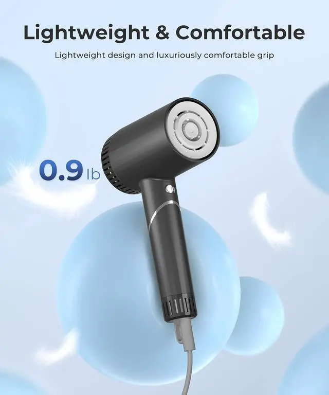 Alt view image 4 of 7 - Hair Dryer, 100,000 RPM High-Speed Brushless Motor Negative Ionic Blow Dryer for Fast Drying, Compact Low Noise No Heat Damage Hair Dryer with Diffuser and Nozzle, Perfect for Travel/Gift