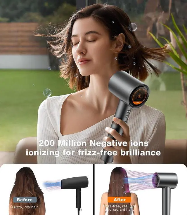 Alt view image 4 of 7 - TORRAS Stream Hair Dryer, Space Gray, High-Speed 29.3m/s, 1600W, Hair Care Mode, Ionic Care, 2 Modes, 3 Speeds, 3 Heat Levels, with Diffusers, Aerospace Alluminum
