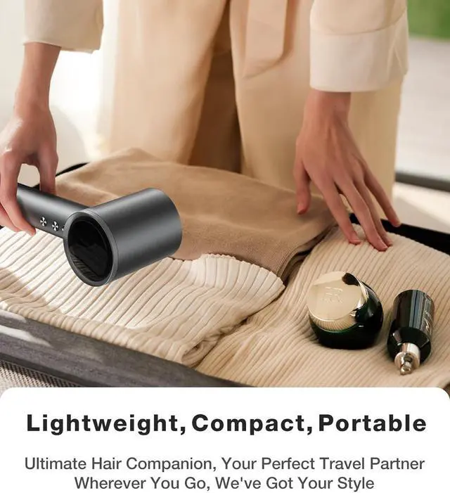 Alt view image 6 of 7 - TORRAS Stream Hair Dryer, Space Gray, High-Speed 29.3m/s, 1600W, Hair Care Mode, Ionic Care, 2 Modes, 3 Speeds, 3 Heat Levels, with Diffusers, Aerospace Alluminum