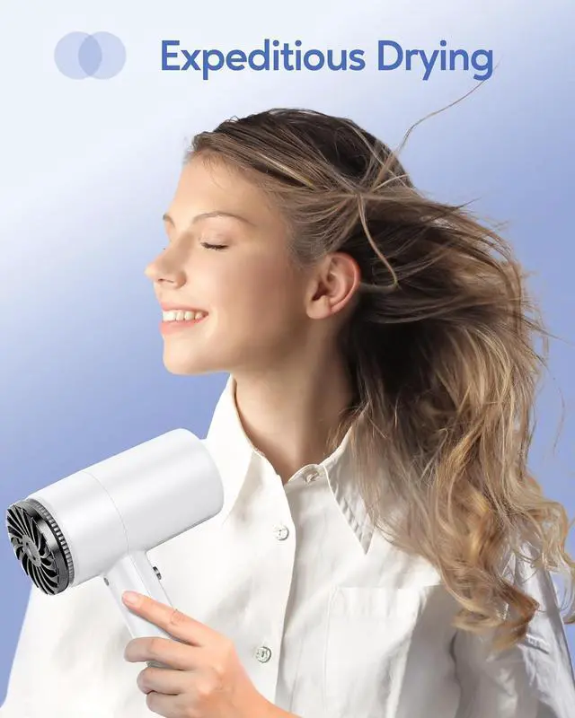 Alt view image 4 of 7 - Wavytalk Hair Dryer with Diffuser 1875W Ionic Blow Dryer for Fast Drying with Concentrator Lightweight White.