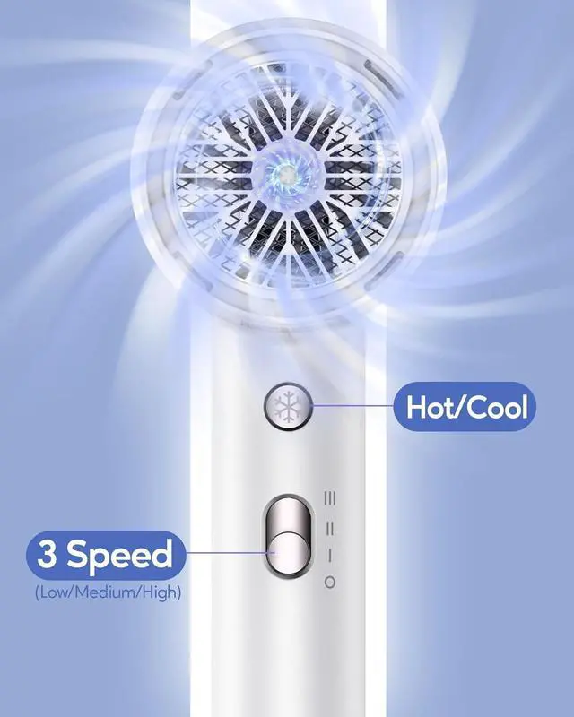 Alt view image 5 of 7 - Wavytalk Hair Dryer with Diffuser 1875W Ionic Blow Dryer for Fast Drying with Concentrator Lightweight White.
