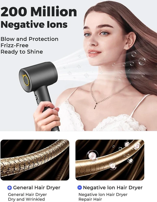 Alt view image 3 of 7 - Hair Dryer - Bopcal Ionic Blow Dryer with Concentrator for All Hair Types,110000 RPM High-Speed Fast Drying Lightweight and Quiet, 200 Million Negative Ions Dryer with Thermo-Control (1500w)