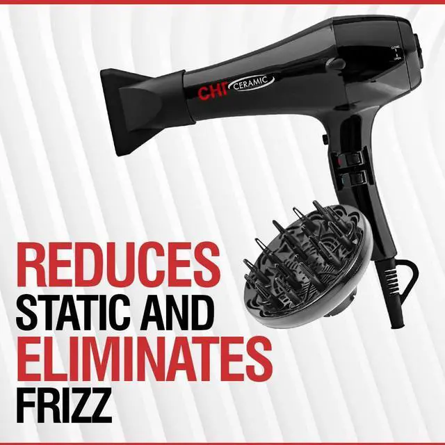 Alt view image 4 of 5 - CHI Ceramic 1875 Watt Hair Dryer, Includes A Concentrated Nozzle, Quick-Drying, Reduces Frizz & Increases Shine, Jett Black