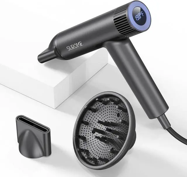 Main image of Blow Dryer,110000RPM High-Speed Brushless Motor, Fast-Drying Negative Ions Intelligent Constant Temperature Hair Care Dryers, Professional Hair Dryer with Attachments for Home&Salon (Grey)