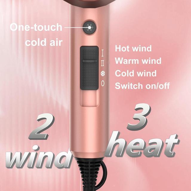 Alt view image 5 of 6 - SHRATE Ionic Hair Dryer, Professional Salon Negative Ions Blow Dryer, Powerful 1800W for Fast Drying, 3 Heating/ 2 Speed, Cool Button, Damage Free Hair with Constant Temperature, Low Noise, Gold
