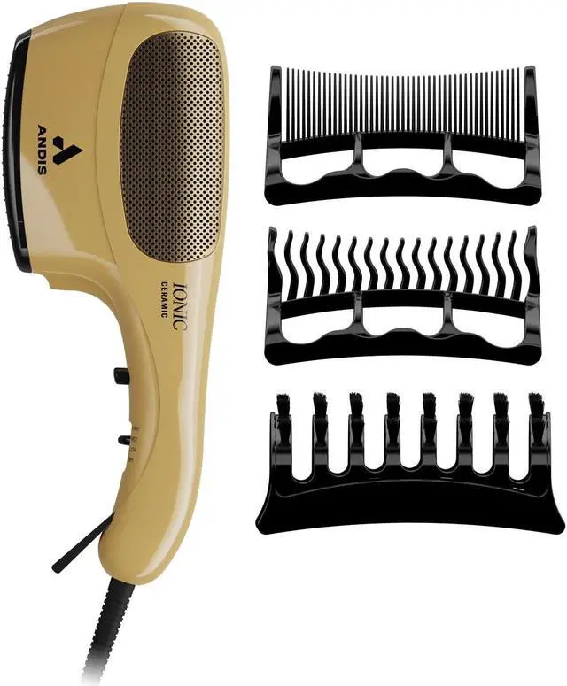 Alt view image 2 of 7 - Andis 82125 1875-Watt Tourmaline Ceramic Ionic Styling Hair Dryer, Styling Hair Dryer with Ionic Frizz-Free Technology, No Heat Damage, Lightweight Hairdryer for Normal & Curly Hair - Gold
