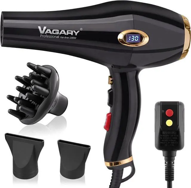 Main image of VAGARY 6685G Professional Salon Hair Dryer 2200w with Icd Display,Negative Ionic Blow Dryer,Powerful AC Motor Blow Dryer,Low Noise Hair Dryers,2 Speeds and 2 Heat Settings 1 Cold Button
