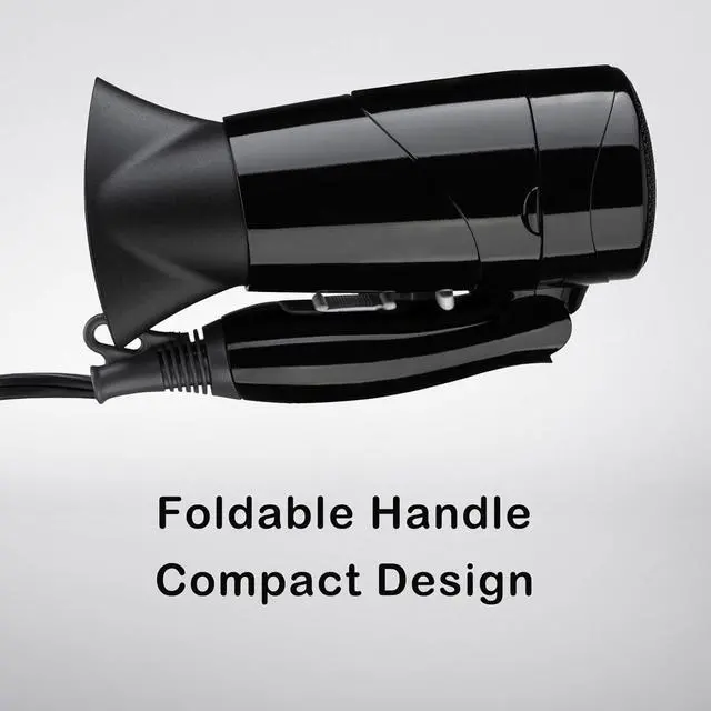 Alt view image 3 of 6 - Travel Compact Hair Dryer, 1875W Lightweight Blow Dryer with Detachable Handle, 1 Nozzle, 2 Heat Settings, 2 Speed Slide Switch, Cool Shot Button, Fast Drying for Family, Student (Black)