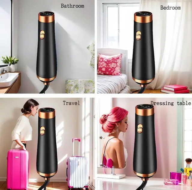 Alt view image 7 of 7 - Travel Hair Dryer- 1800W High-Speed Brushless Motor Negative Ionic Blow Dryer for Fast Drying, Low Noise Thermo-Control Hair Dryers with Comb for Salon, Home and Travel.(Black)