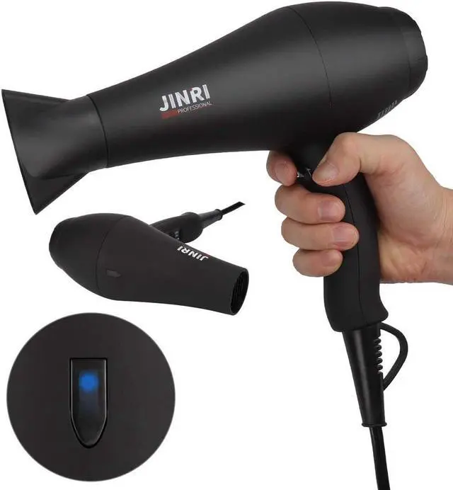 Alt view image 6 of 6 - Hair Dryer 1875W, Negative Ionic Fast Dry Low Noise Blow Dryer, Professional Salon Hair Dryers with Diffuser, Concentrator, Styling Pik, 2 Speed and 3 Heat Settings (Bk)