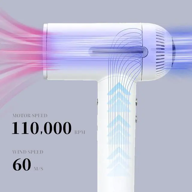 Alt view image 2 of 7 - Hair Dryer,7 Temps&31 Modes.Intelligent Temperature Control,LCD Display,Self-Cleaning Mode,Facial Care Mode.1600W RPM Ionic Blow Dryer.Low Noise Thermo-Control Hair Dryer with Diffuser and Nozzle