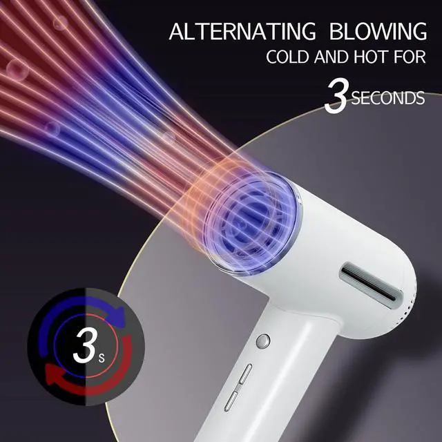 Alt view image 4 of 7 - Hair Dryer,7 Temps&31 Modes.Intelligent Temperature Control,LCD Display,Self-Cleaning Mode,Facial Care Mode.1600W RPM Ionic Blow Dryer.Low Noise Thermo-Control Hair Dryer with Diffuser and Nozzle