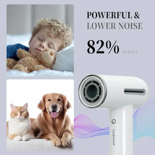 Alt view image 5 of 7 - Hair Dryer,7 Temps&31 Modes.Intelligent Temperature Control,LCD Display,Self-Cleaning Mode,Facial Care Mode.1600W RPM Ionic Blow Dryer.Low Noise Thermo-Control Hair Dryer with Diffuser and Nozzle