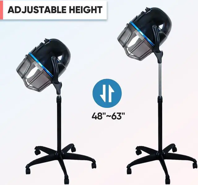 Alt view image 4 of 5 - ZENY Stand Up Hair Dryer 1300W Adjustable Floor Hooded Bonnet Hair Dryers with Rolling Wheels Professional Salon Equipment for Beauty Home Hair Drying
